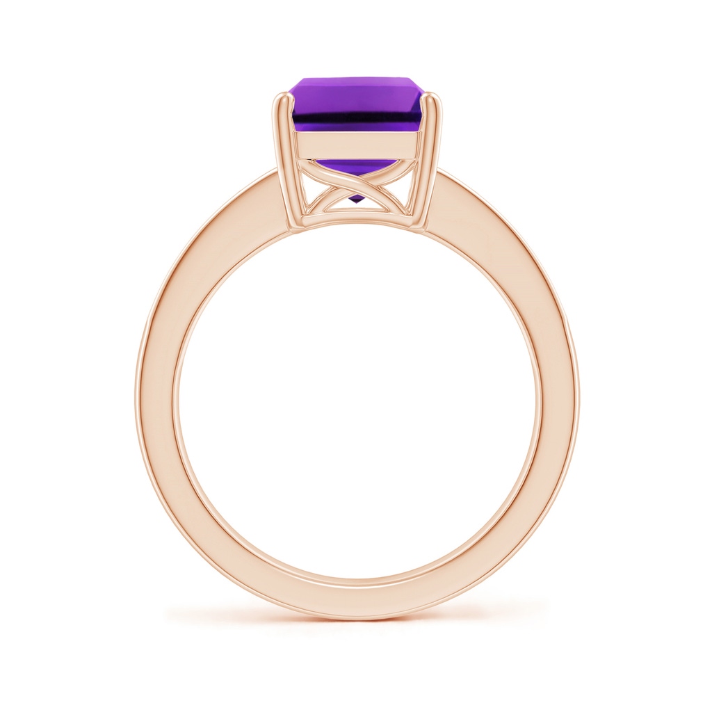 10x8mm AAAA Octagonal Amethyst Cocktail Ring with Diamonds in Rose Gold - Side_1