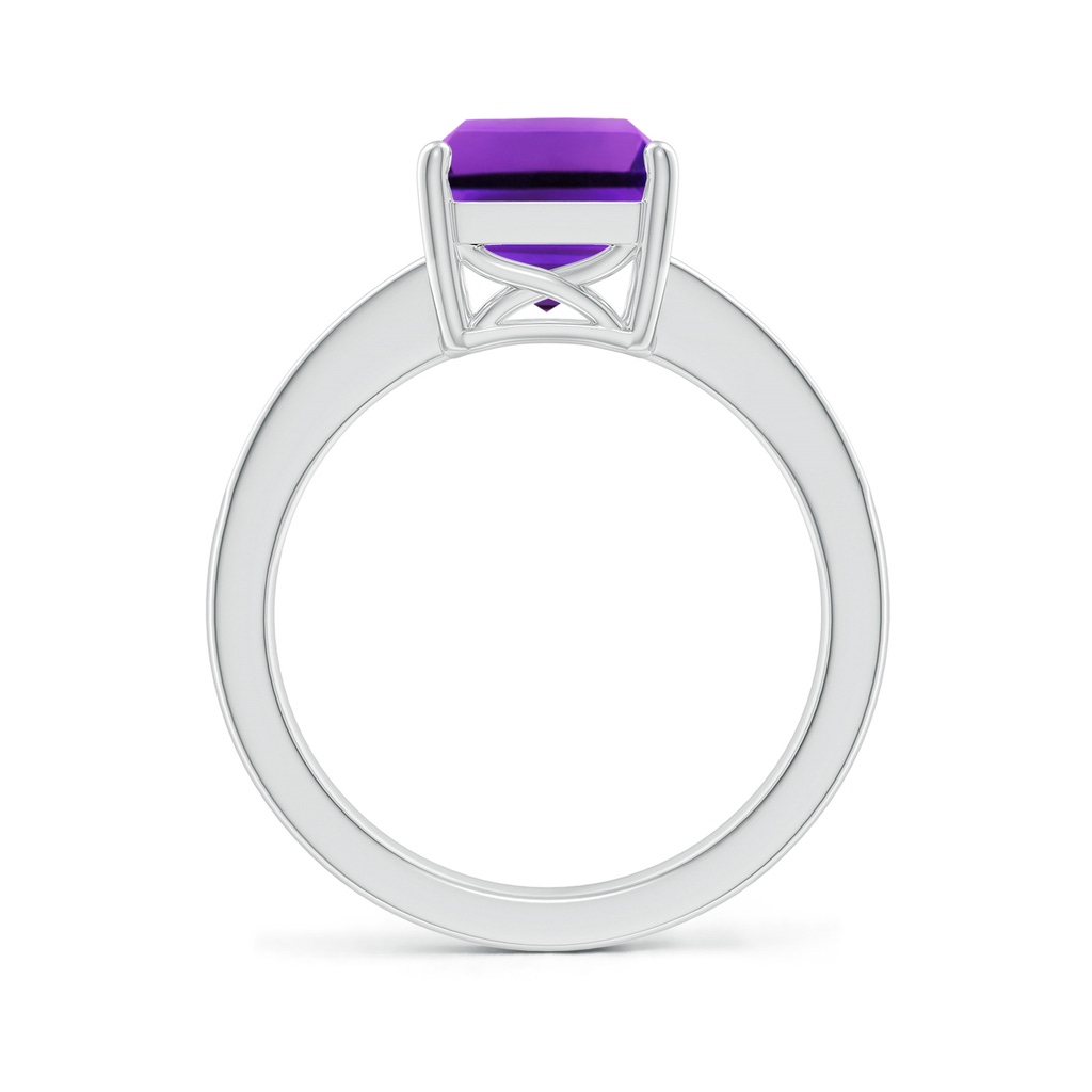 10x8mm AAAA Octagonal Amethyst Cocktail Ring with Diamonds in White Gold - side_1
