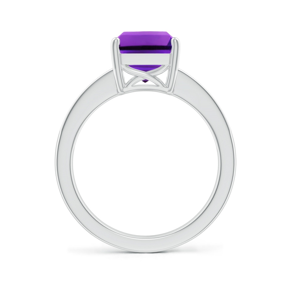 10x8mm AAAA Octagonal Amethyst Cocktail Ring with Diamonds in White Gold side-1