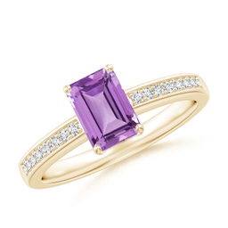 Side Stones Yellow Gold Amethyst Rings