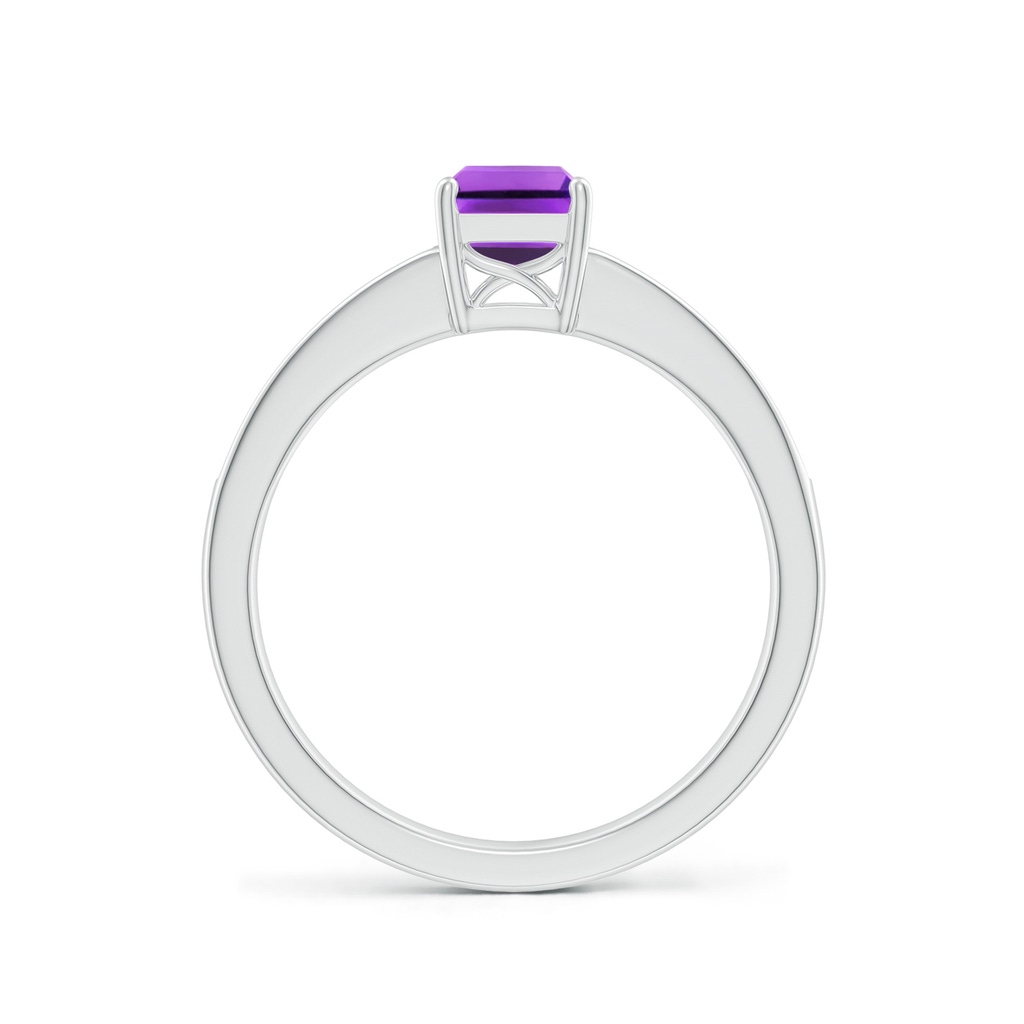 7x5mm AAA Octagonal Amethyst Cocktail Ring with Diamonds in White Gold - Side_1