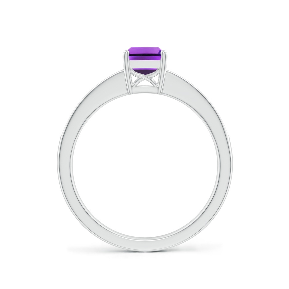 7x5mm AAA Octagonal Amethyst Cocktail Ring with Diamonds in White Gold Side-1