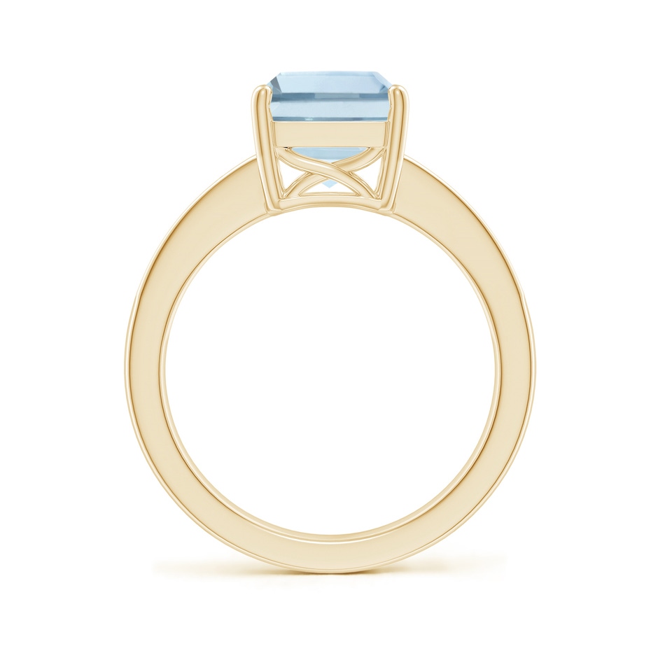 10x8mm A Octagonal Aquamarine Cocktail Ring with Diamonds in 10K Yellow Gold side 1