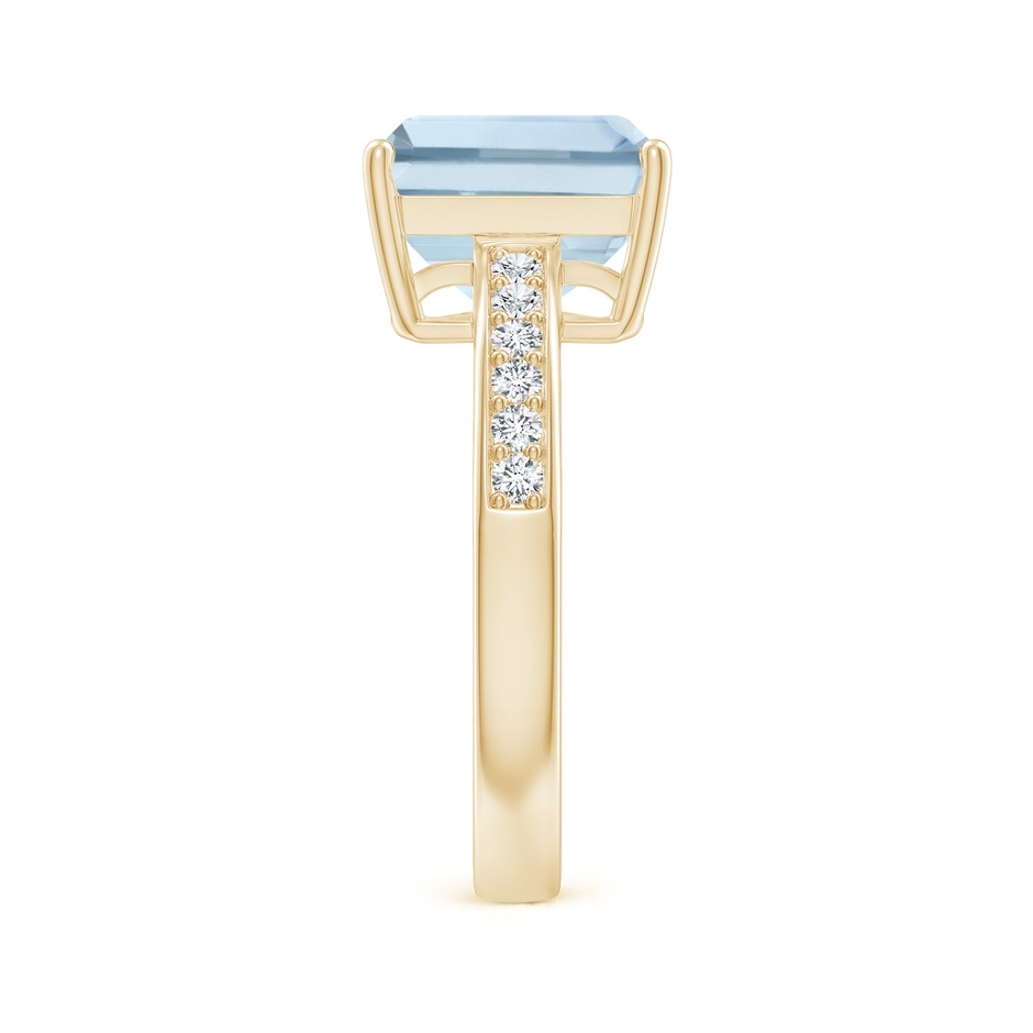 10x8mm A Octagonal Aquamarine Cocktail Ring with Diamonds in 10K Yellow Gold side 2