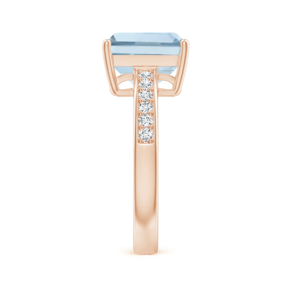 10x8mm A Octagonal Aquamarine Cocktail Ring with Diamonds in Rose Gold side-2
