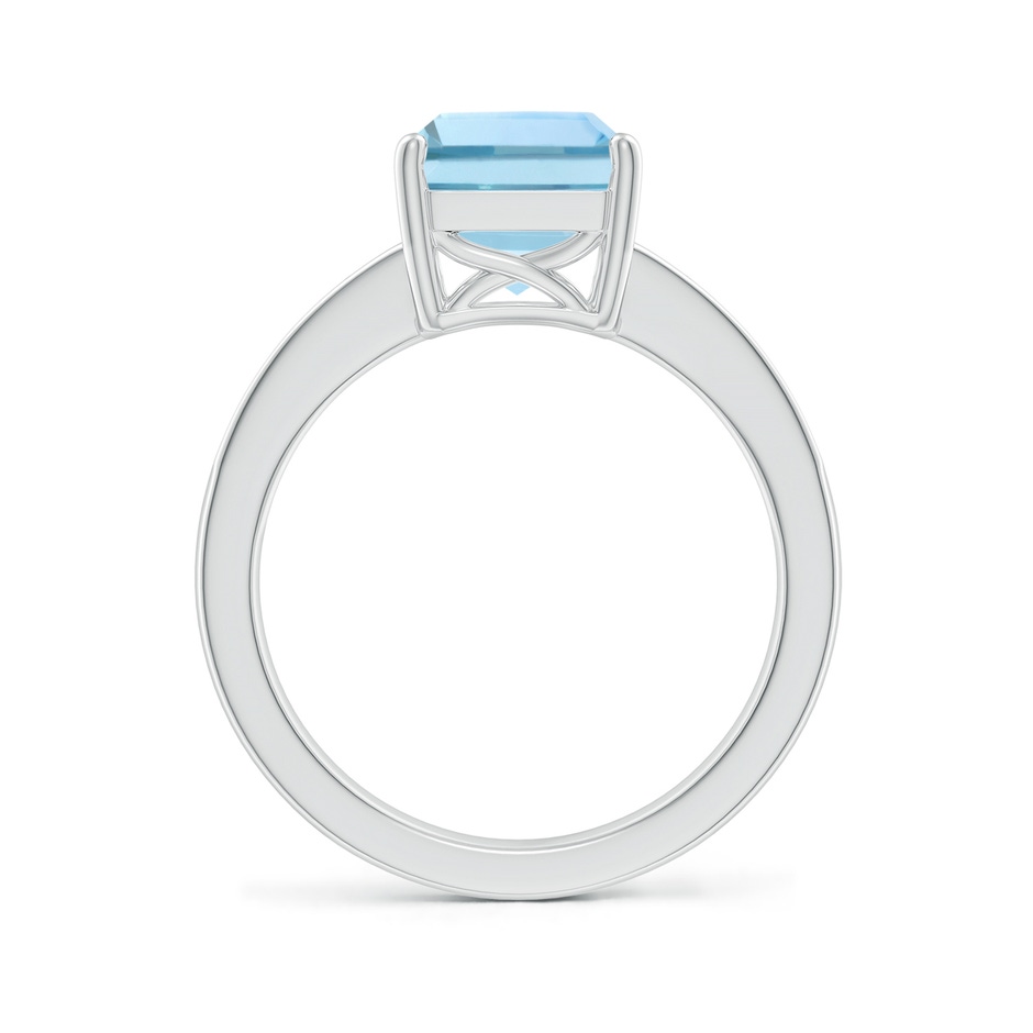 10x8mm AAA Octagonal Aquamarine Cocktail Ring with Diamonds in P950 Platinum side-1
