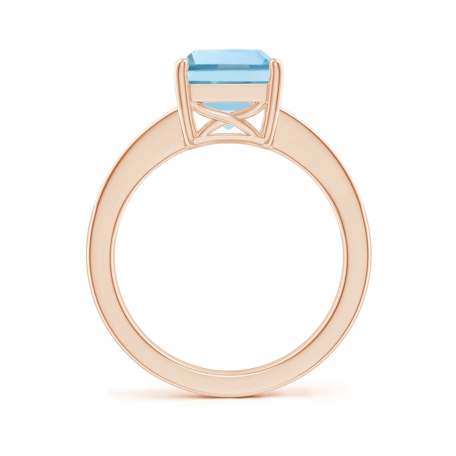 10x8mm AAA Octagonal Aquamarine Cocktail Ring with Diamonds in Rose Gold side-1