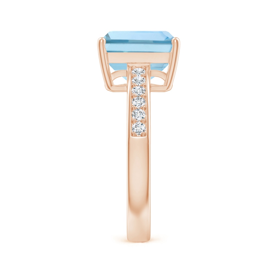 10x8mm AAA Octagonal Aquamarine Cocktail Ring with Diamonds in Rose Gold side-2