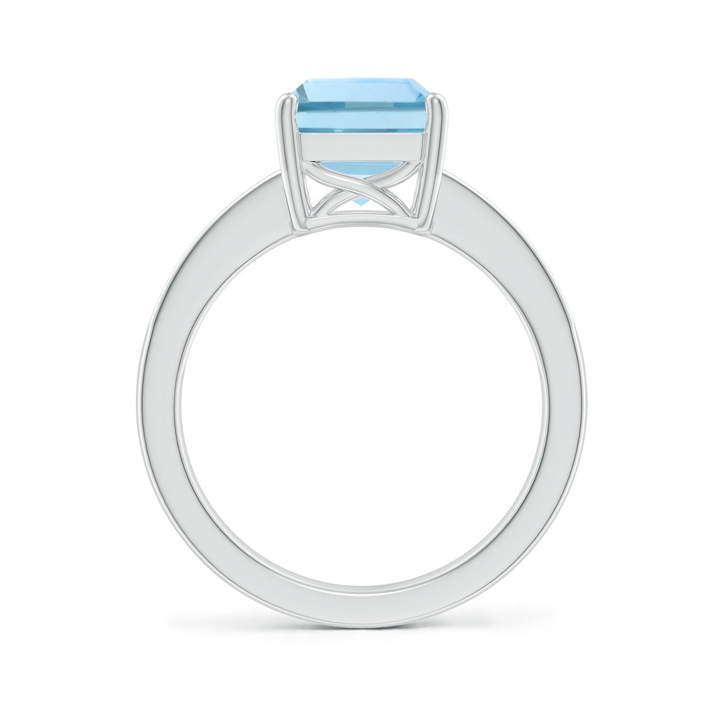 10x8mm AAA Octagonal Aquamarine Cocktail Ring with Diamonds in White Gold Side-1