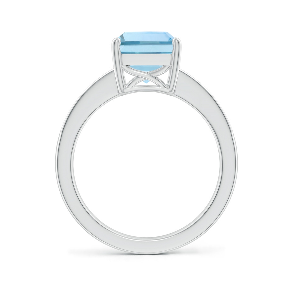 10x8mm AAA Octagonal Aquamarine Cocktail Ring with Diamonds in White Gold side-1