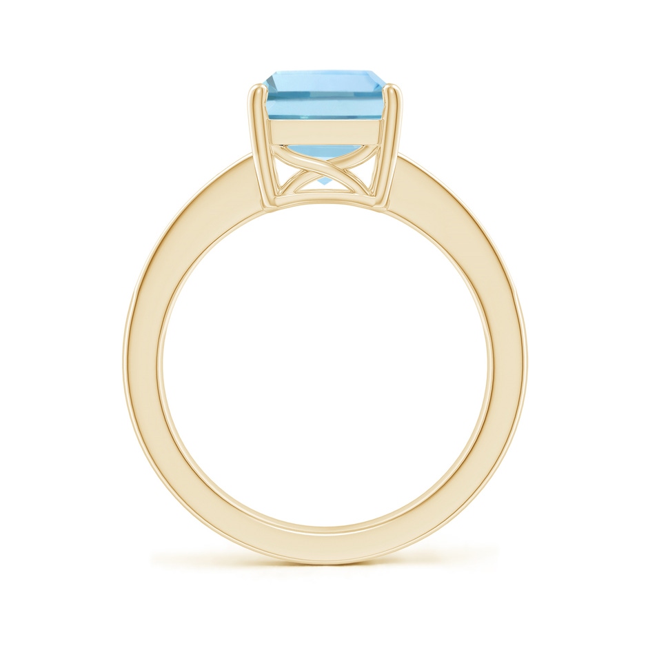 10x8mm AAA Octagonal Aquamarine Cocktail Ring with Diamonds in Yellow Gold side-1