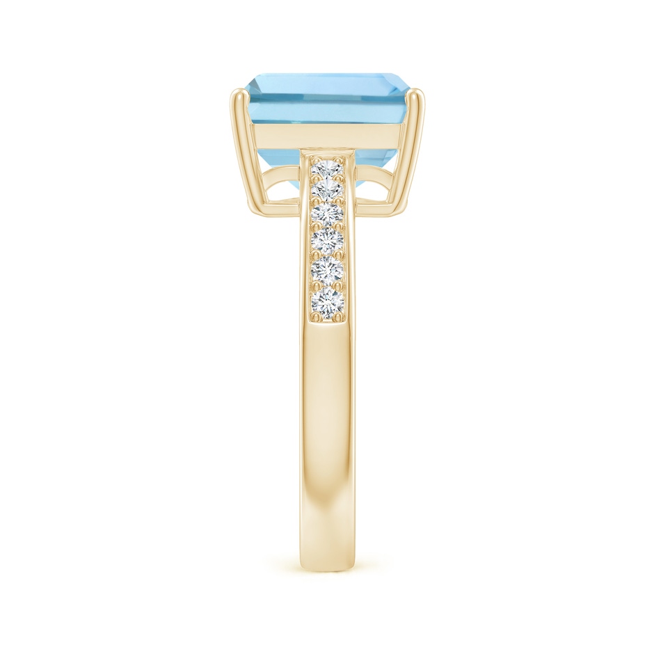 10x8mm AAA Octagonal Aquamarine Cocktail Ring with Diamonds in Yellow Gold side-2