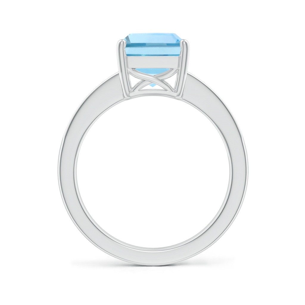 10x8mm AAAA Octagonal Aquamarine Cocktail Ring with Diamonds in White Gold Side-1