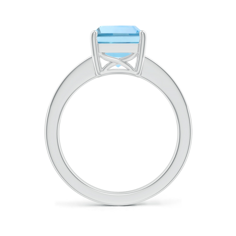 10x8mm AAAA Octagonal Aquamarine Cocktail Ring with Diamonds in White Gold side-1