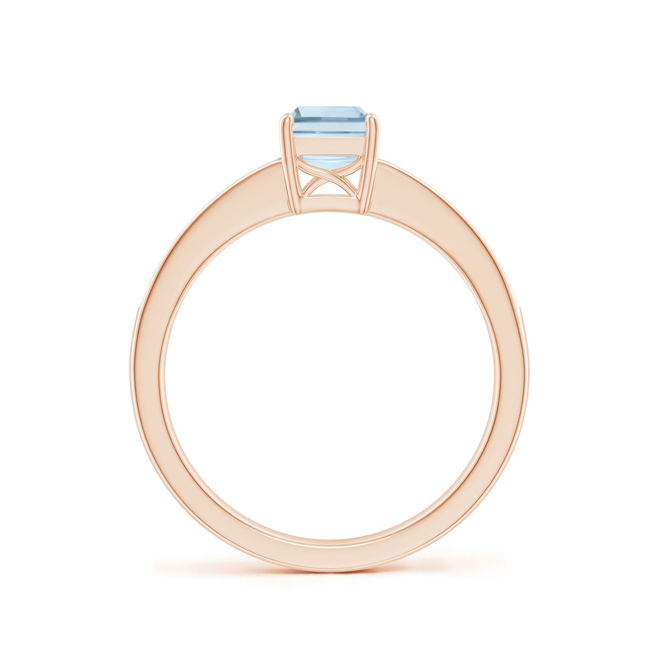 7x5mm A Octagonal Aquamarine Cocktail Ring with Diamonds in Rose Gold side-1