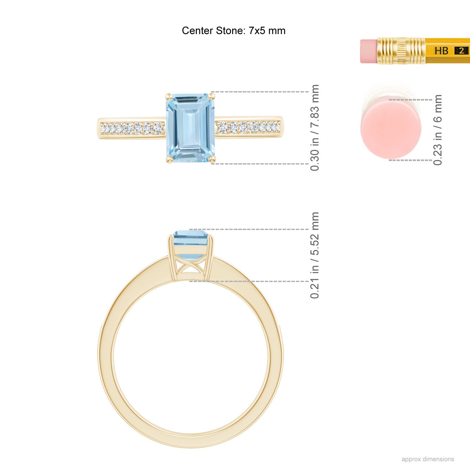 AA - Aquamarine / 0.93 CT / 14 KT Yellow Gold