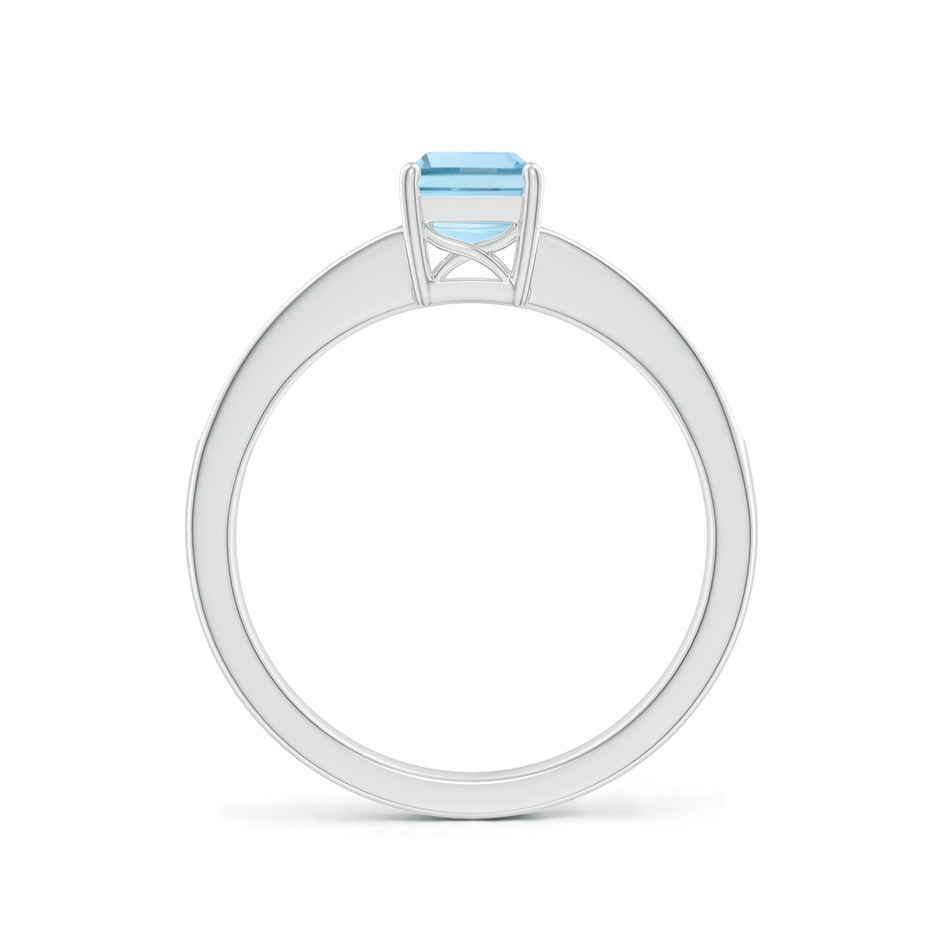 7x5mm AAA Octagonal Aquamarine Cocktail Ring with Diamonds in White Gold side-1