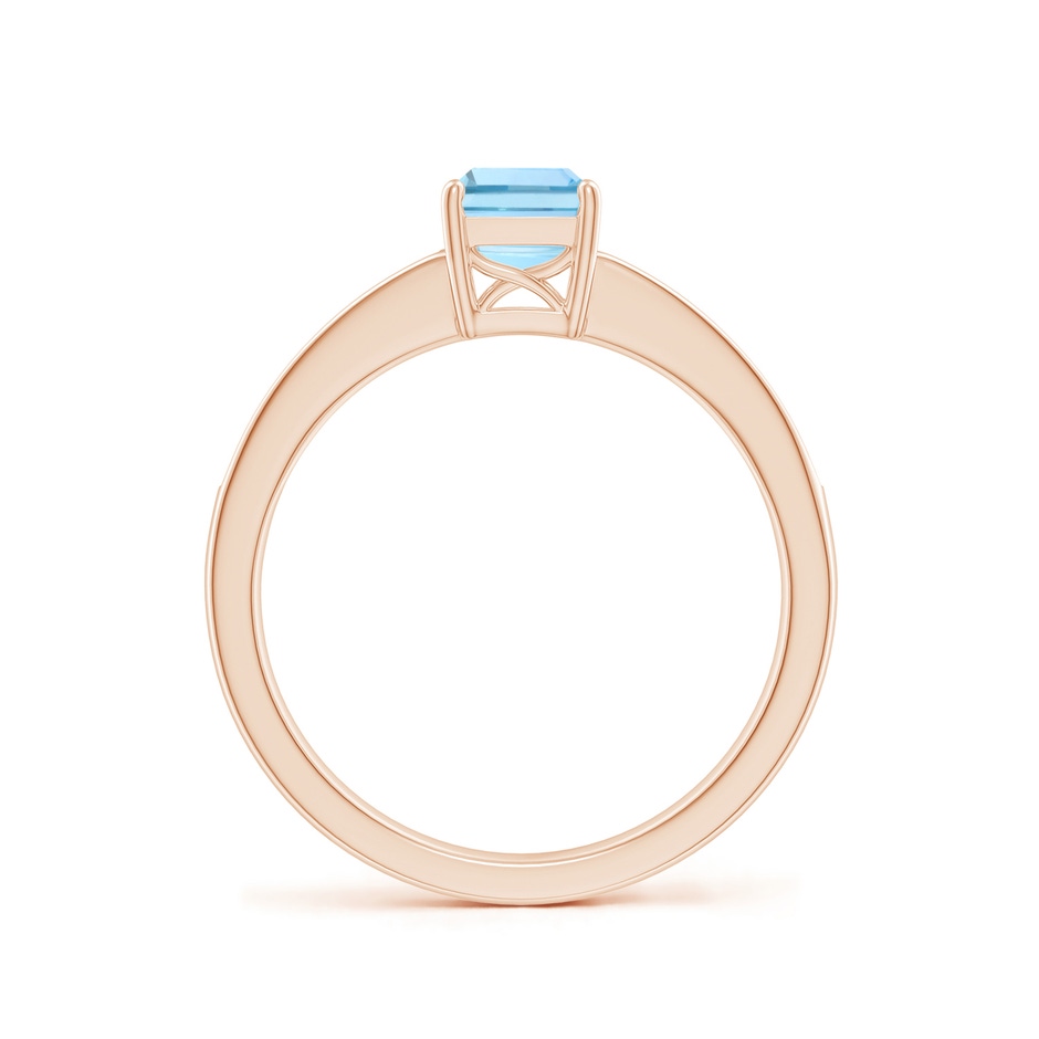7x5mm AAAA Octagonal Aquamarine Cocktail Ring with Diamonds in Rose Gold side-1