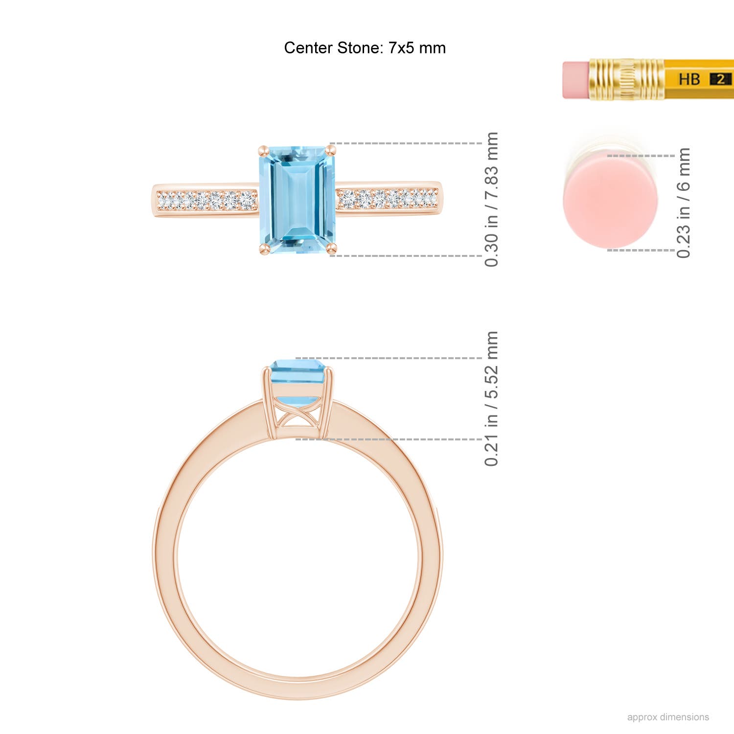 AAAA - Aquamarine / 0.93 CT / 14 KT Rose Gold