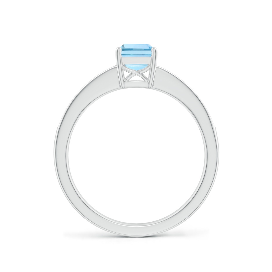 7x5mm AAAA Octagonal Aquamarine Cocktail Ring with Diamonds in White Gold side-1