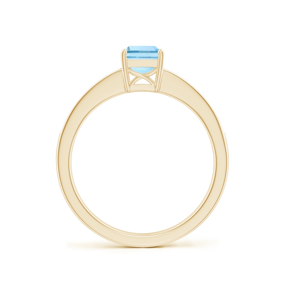 7x5mm AAAA Octagonal Aquamarine Cocktail Ring with Diamonds in Yellow Gold side-1