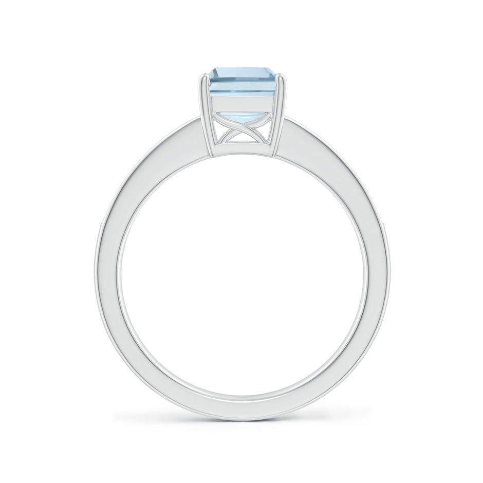 8x6mm A Octagonal Aquamarine Cocktail Ring with Diamonds in 10K White Gold side 1