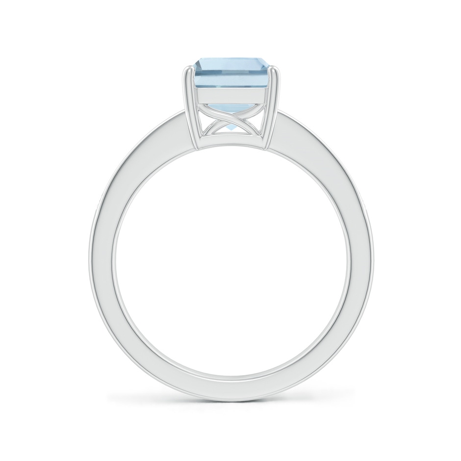 9x7mm A Octagonal Aquamarine Cocktail Ring with Diamonds in P950 Platinum side-1