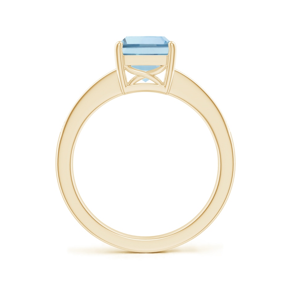 9x7mm AA Octagonal Aquamarine Cocktail Ring with Diamonds in 9K Yellow Gold side 1