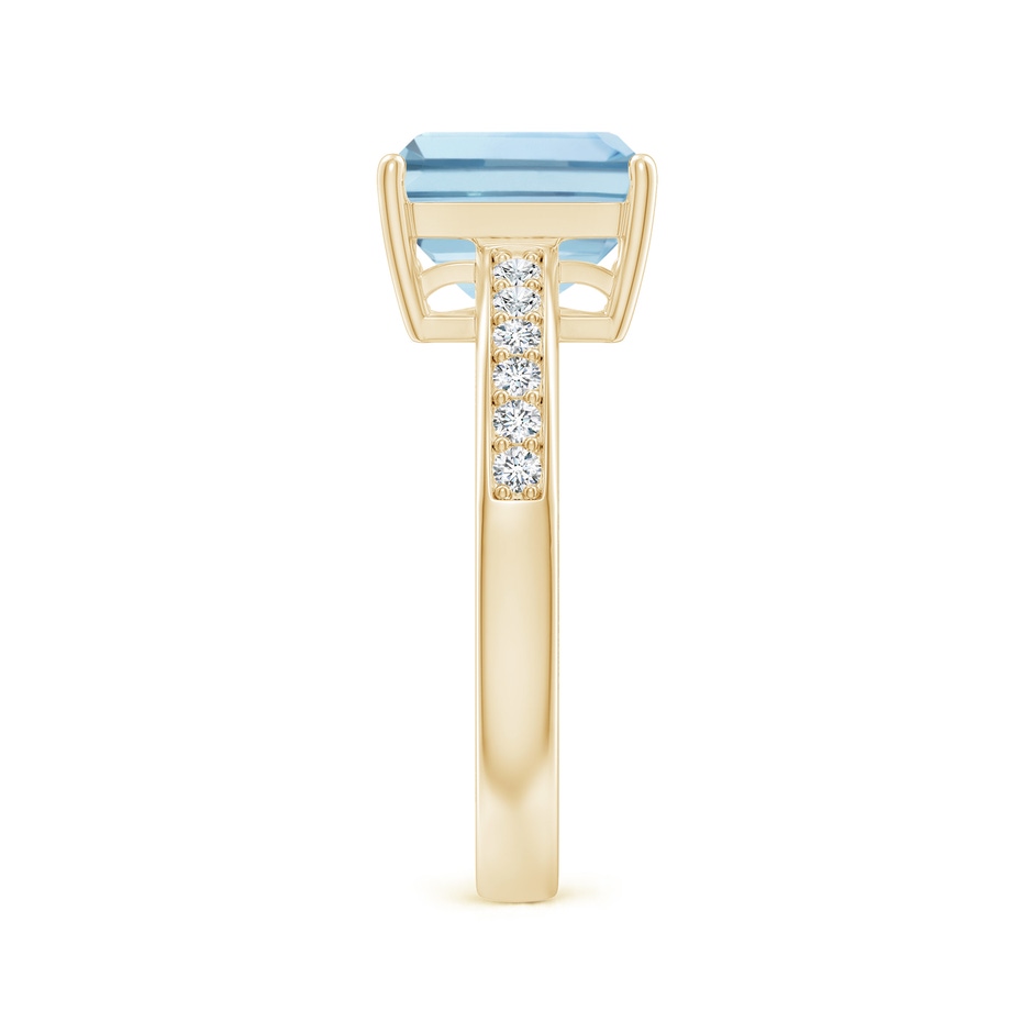 9x7mm AA Octagonal Aquamarine Cocktail Ring with Diamonds in 9K Yellow Gold side 2