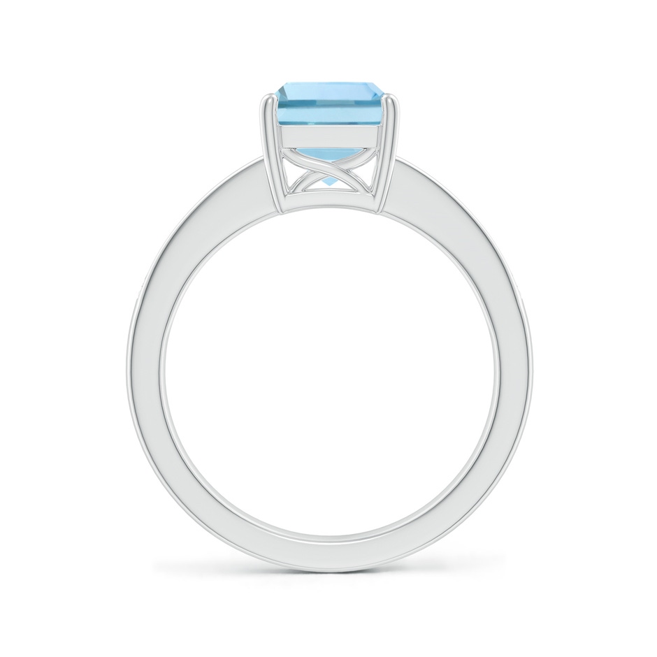 9x7mm AAA Octagonal Aquamarine Cocktail Ring with Diamonds in 10K White Gold side 1