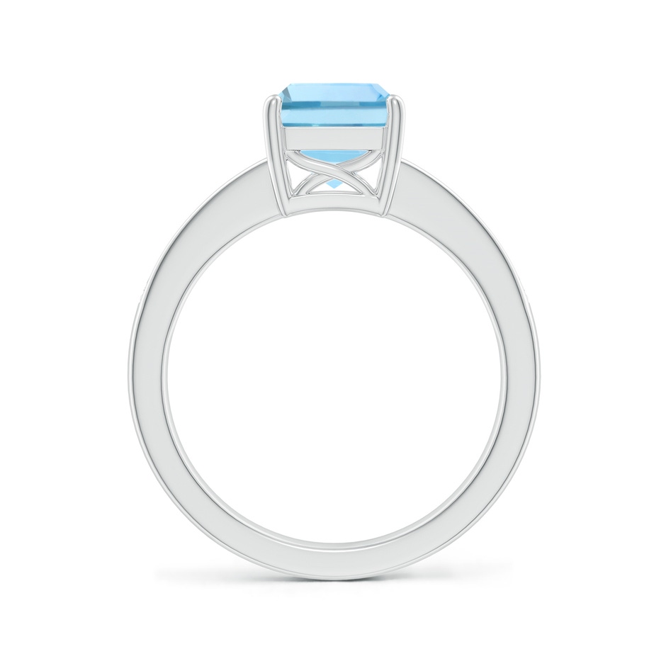 9x7mm AAAA Octagonal Aquamarine Cocktail Ring with Diamonds in P950 Platinum side-1