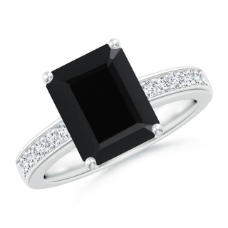 10x8mm AAA Octagonal Black Onyx Cocktail Ring with Diamonds in P950 Platinum