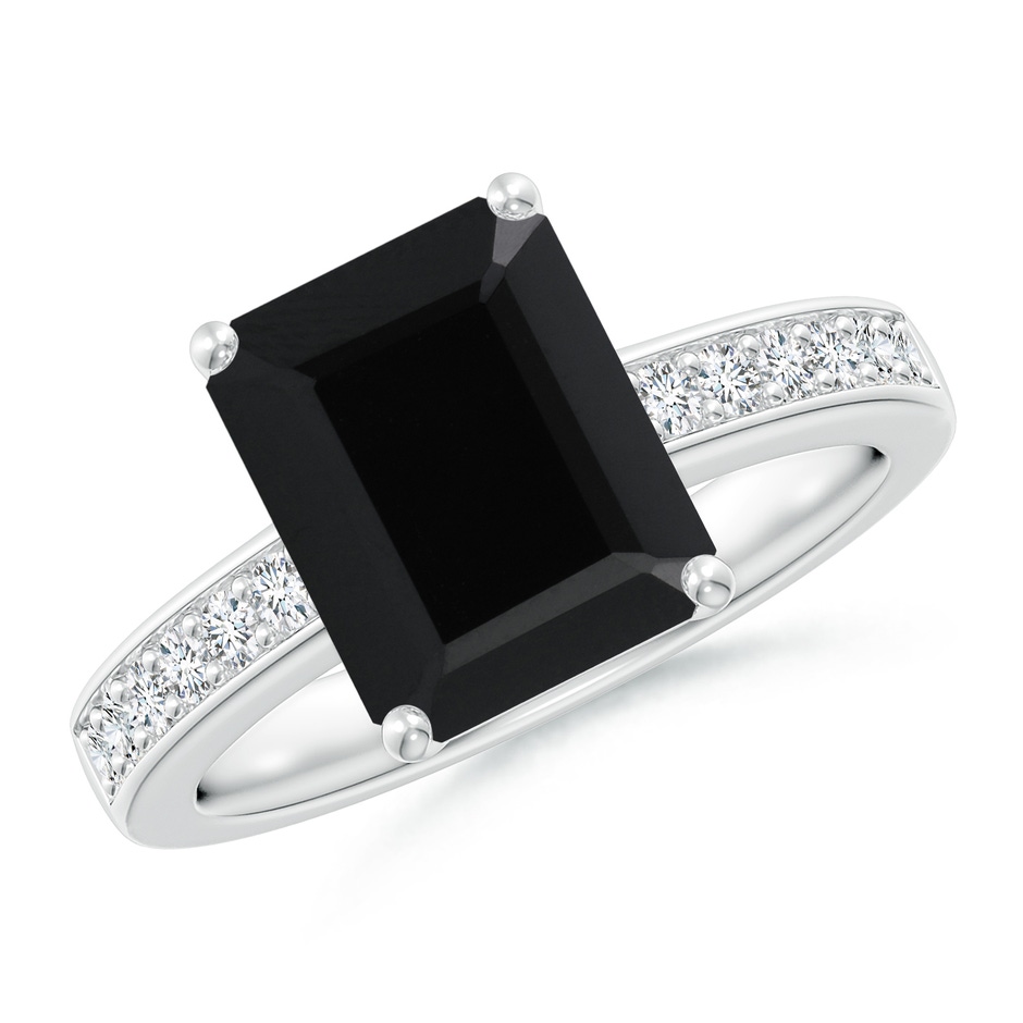 10x8mm AAA Octagonal Black Onyx Cocktail Ring with Diamonds in P950 Platinum 
