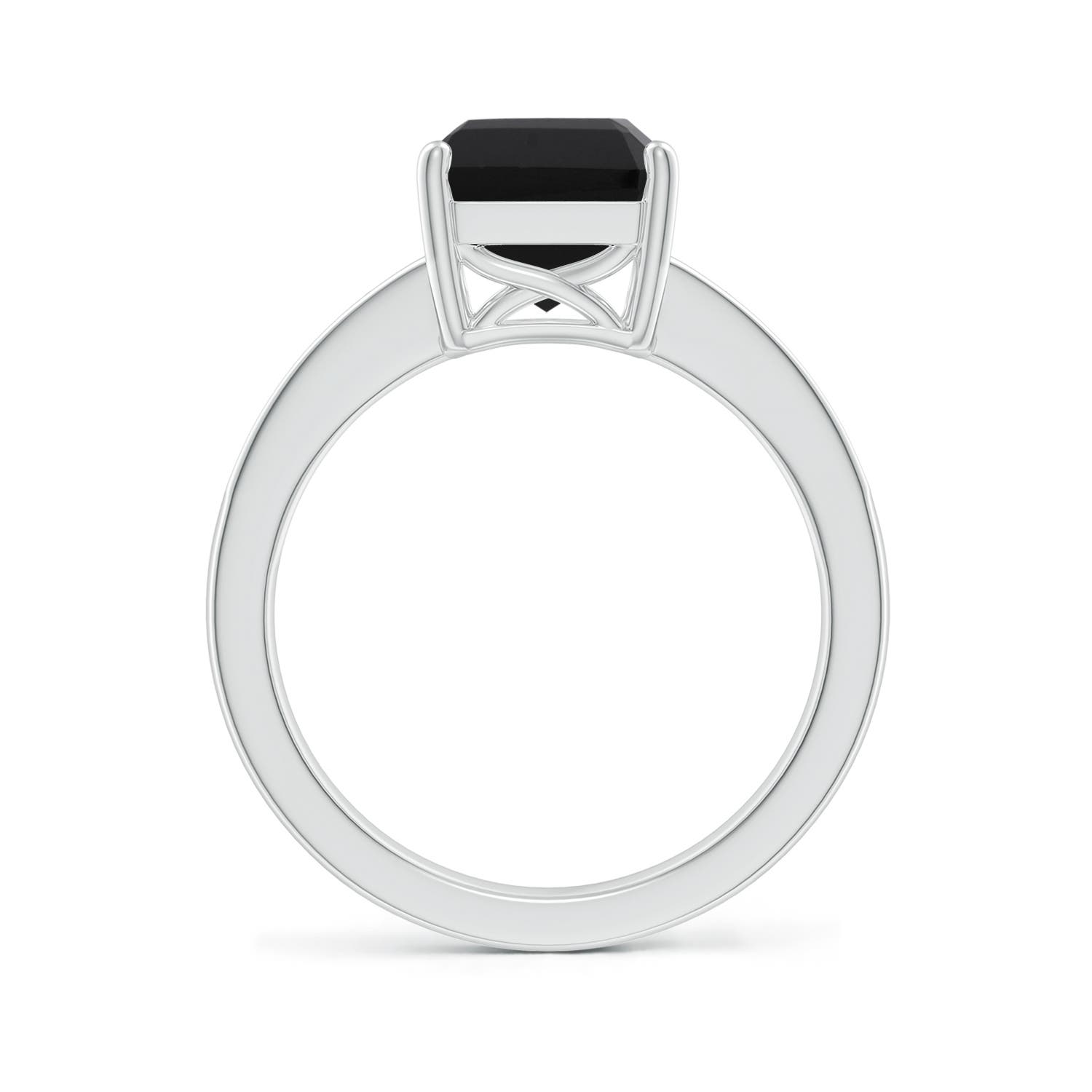 10x8mm AAA Octagonal Black Onyx Cocktail Ring with Diamonds in P950 Platinum - side 2