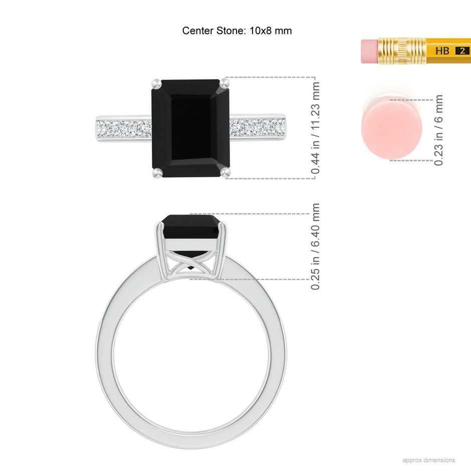 10x8mm AAA Octagonal Black Onyx Cocktail Ring with Diamonds in P950 Platinum Ruler