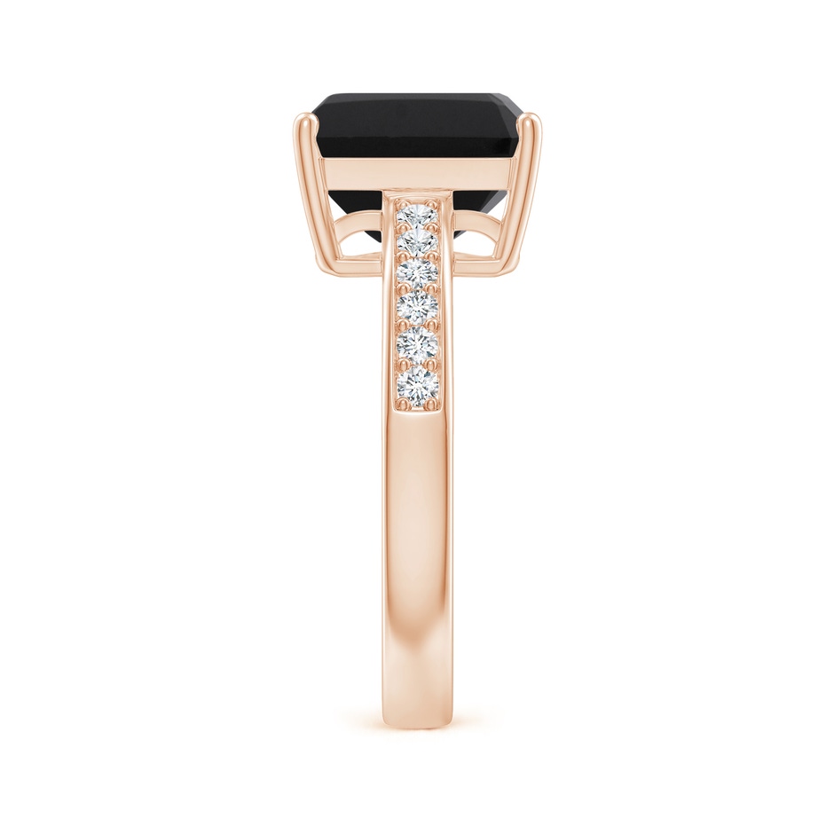 10x8mm AAA Octagonal Black Onyx Cocktail Ring with Diamonds in Rose Gold Side-2