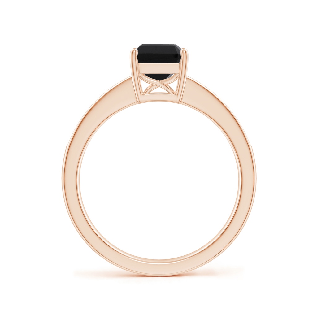 8x6mm AAA Octagonal Black Onyx Cocktail Ring with Diamonds in Rose Gold Side-1