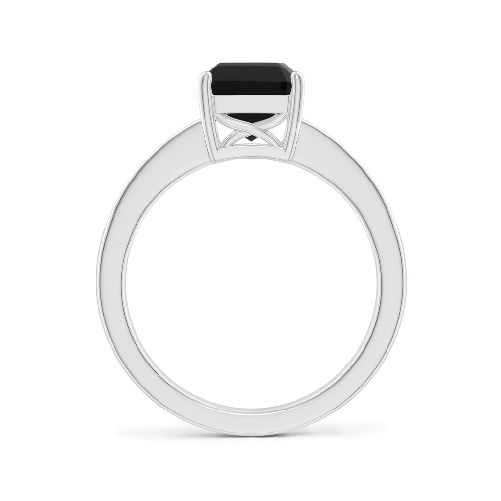 9x7mm AAA Octagonal Black Onyx Cocktail Ring with Diamonds in White Gold - Side_1