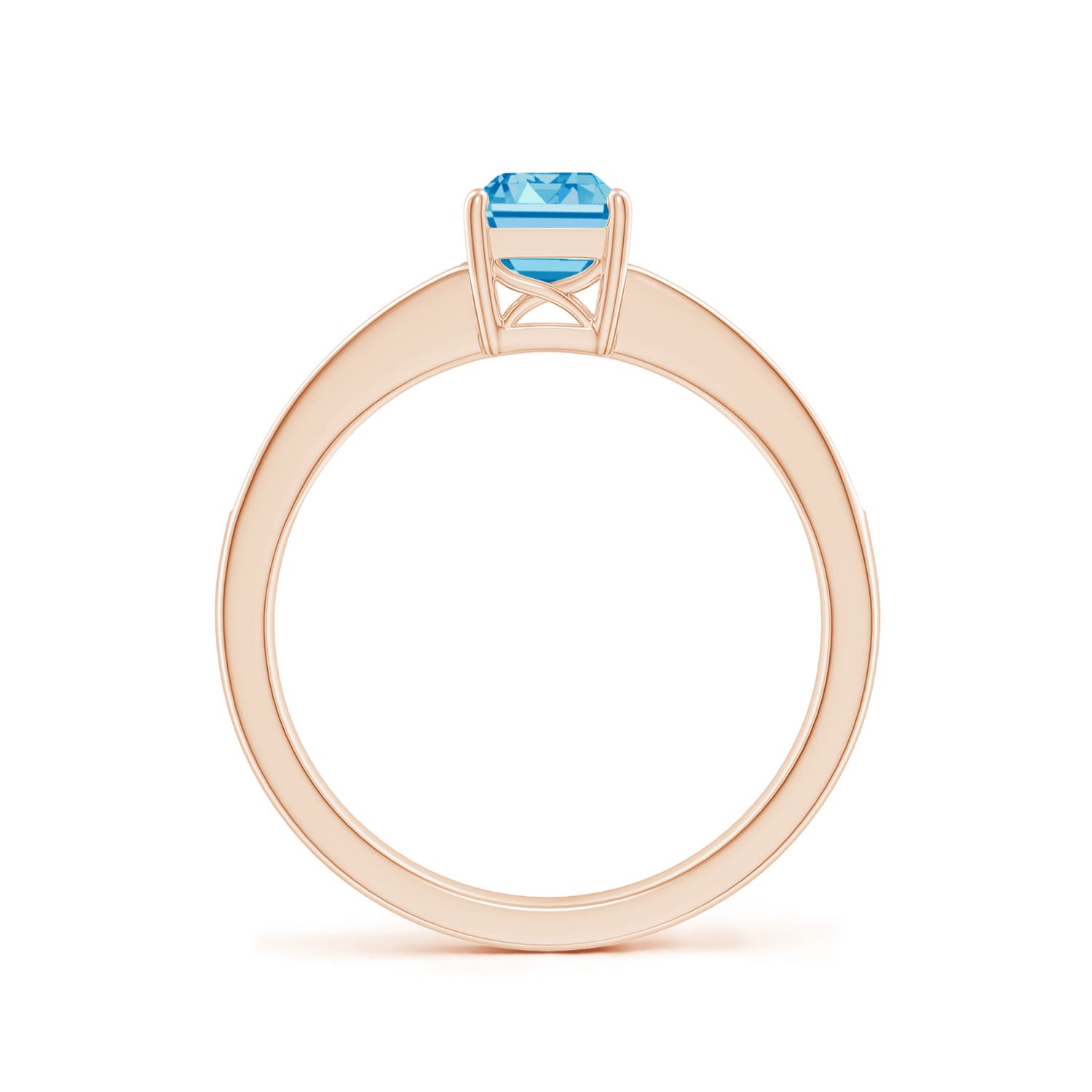 7x5mm AAAA Octagonal Fancy Intense Blue Diamond Cocktail Ring in Rose Gold
