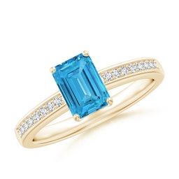 Side Stones Yellow Gold Blue Diamond Rings