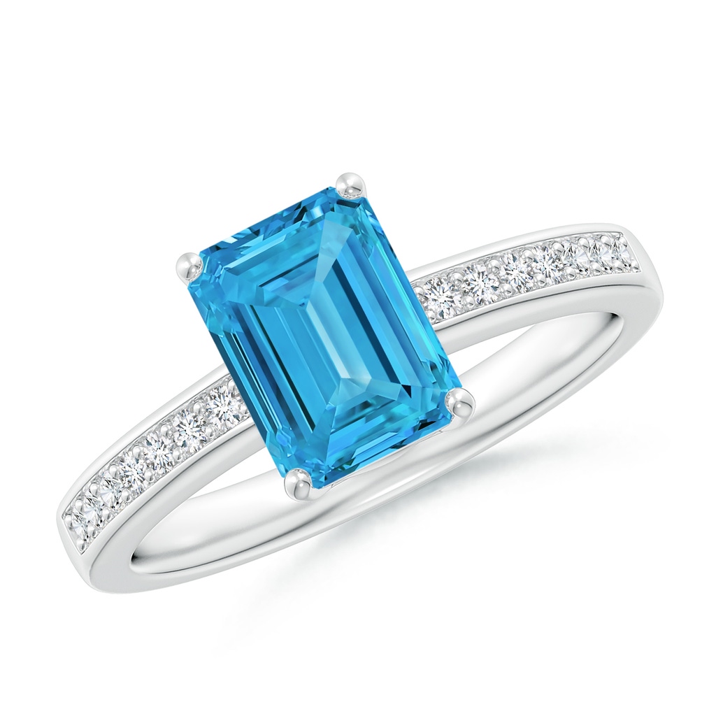 8x6mm AAAA Octagonal Fancy Intense Blue Diamond Cocktail Ring in White Gold