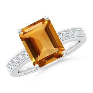 10x8mm AA Octagonal Citrine Cocktail Ring with Diamonds in White Gold