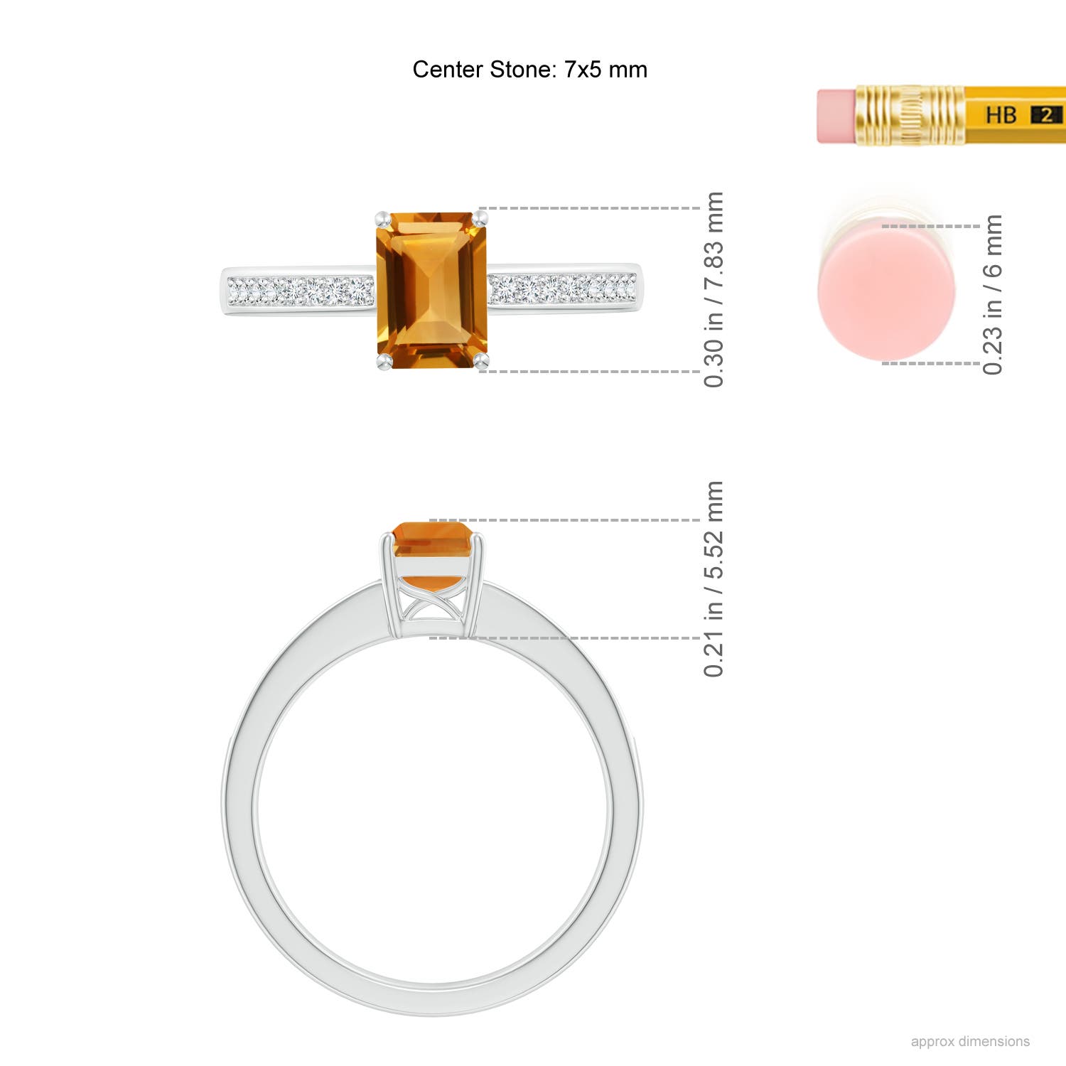 AA - Citrine / 1.18 CT / 14 KT White Gold