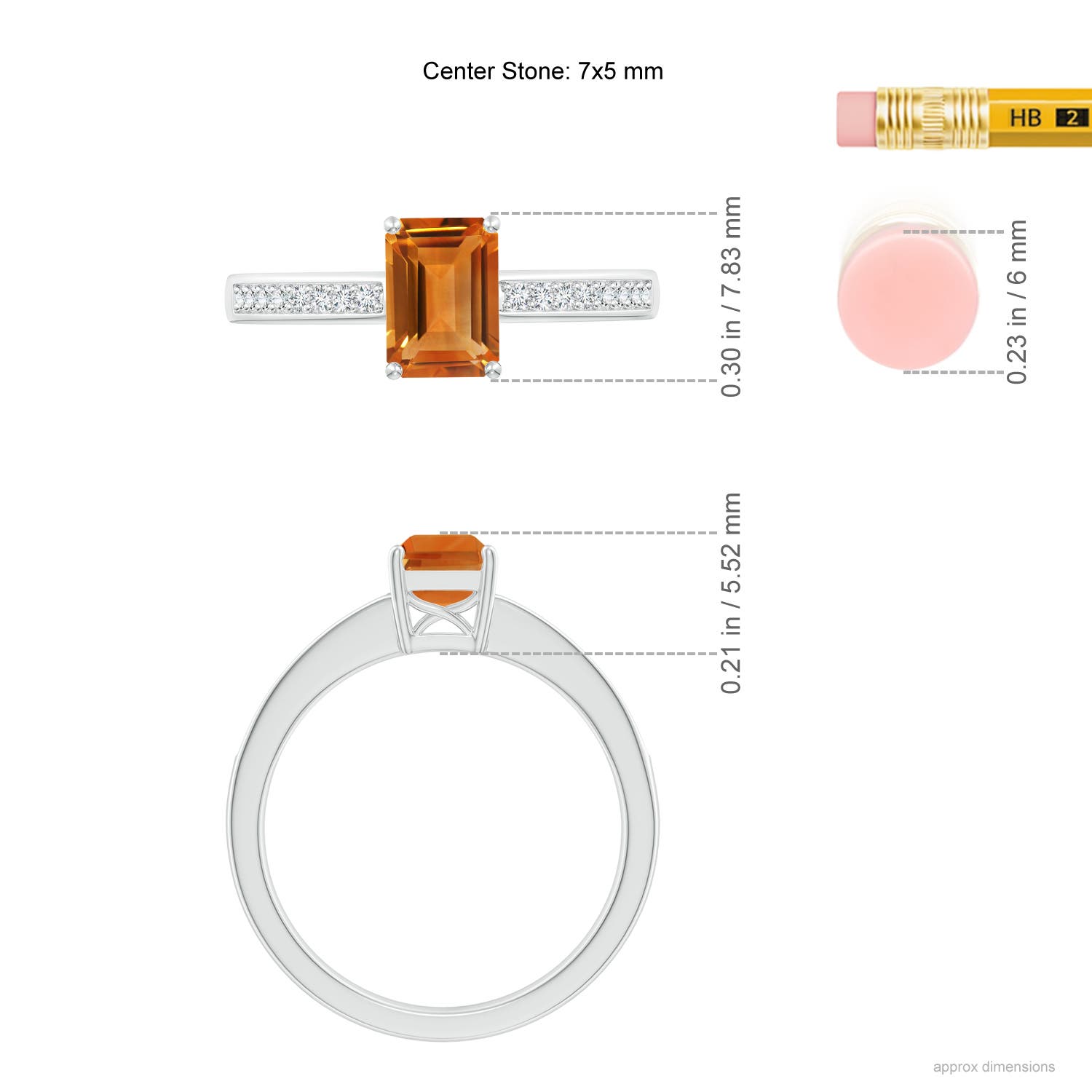 AAA - Citrine / 1.18 CT / 14 KT White Gold