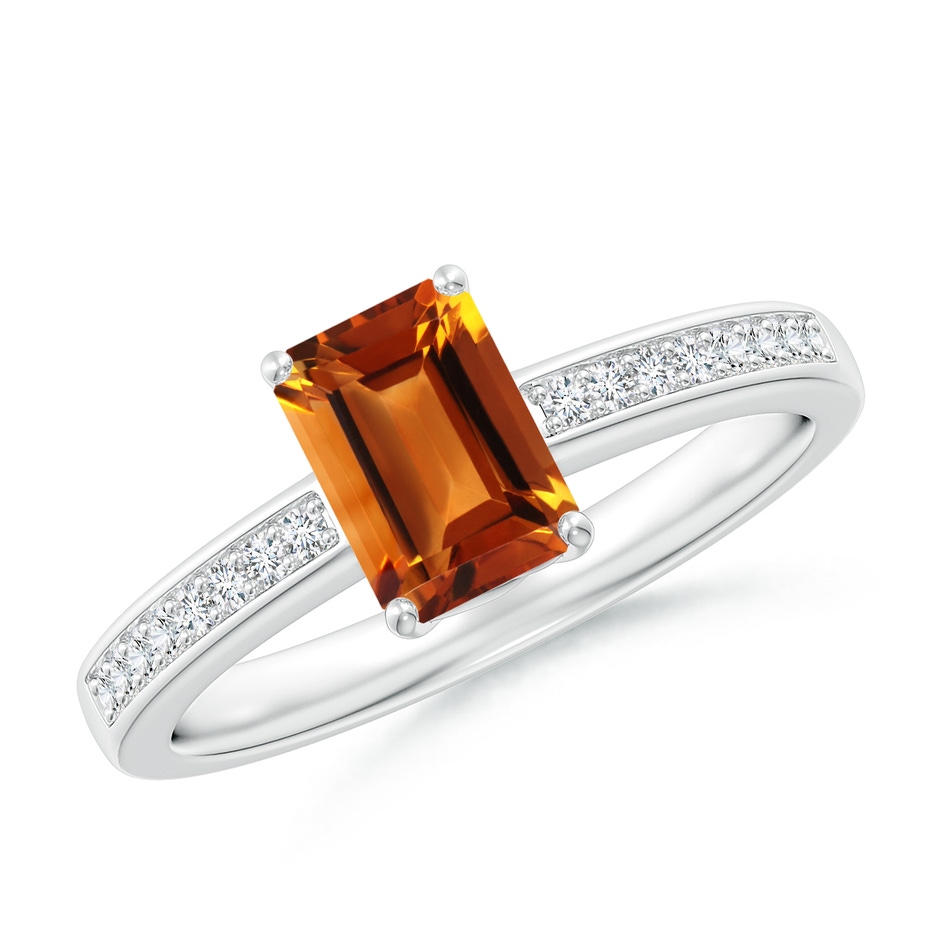 7x5mm AAAA Octagonal Citrine Cocktail Ring with Diamonds in P950 Platinum 