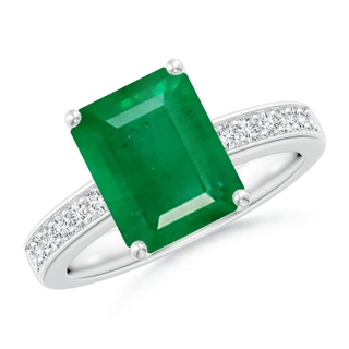 10x8mm AA Octagonal Emerald Cocktail Ring with Diamonds in P950 Platinum