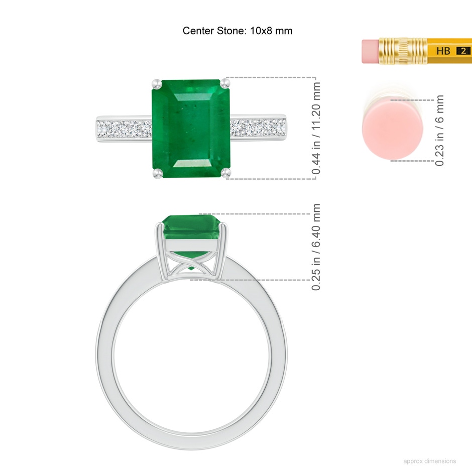 10x8mm AA Octagonal Emerald Cocktail Ring with Diamonds in P950 Platinum ruler