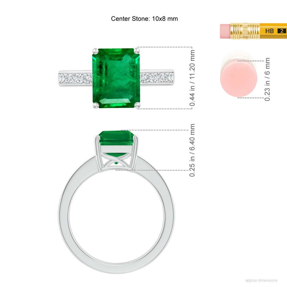 10x8mm AAA Octagonal Emerald Cocktail Ring with Diamonds in P950 Platinum ruler