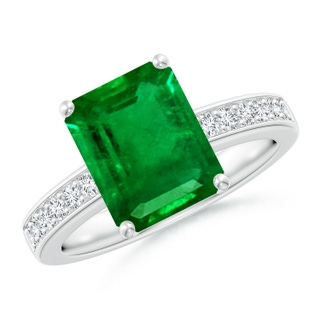 10x8mm AAAA Octagonal Emerald Cocktail Ring with Diamonds in P950 Platinum