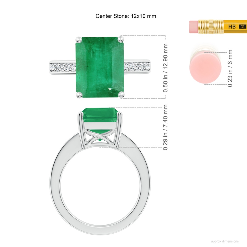 12x10mm A Octagonal Emerald Cocktail Ring with Diamonds in P950 Platinum ruler